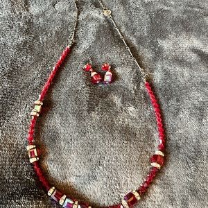 COPY - Antiqued Krystal’s by Bellagio necklace and earring in red.